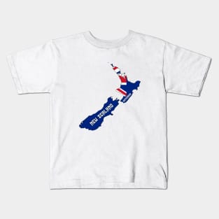 New Zealand flag & map Kids T-Shirt